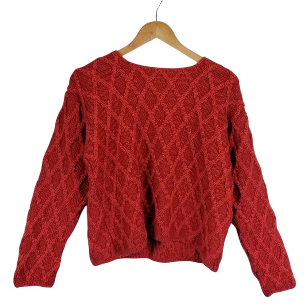 Carraig Donn Irish Merino Wool Diamond Cable Knit Sweater Irish Size Small
